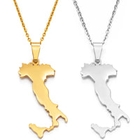 Anniyo Italy Map Pendant Necklaces Silver Color/Gold Color Stainless Steel Italian Maps Jewelry @049621