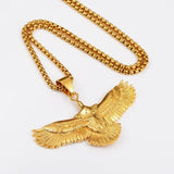 Domineering Flying Eagle Animal Pendant Necklace Men's Fashion Rap Cool Trendy Party Jewelry