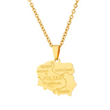 2024 new fashion stainless steel Polish map pendant necklace temperament everything collarbone chain birthday anniversary gift