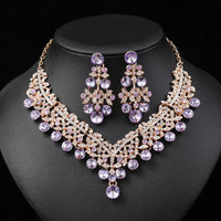 Rhinestone Bride Jewelry Sets for Women Luxury Flower Choker Necklace Earrings Wedding Dress Bridal Necklace Set Fashion Jewelry