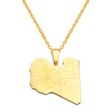 Anniyo Libya Map Cities Pendant Necklace Jewelry Libyan Stainless Steel #321821