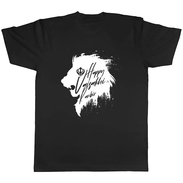 Personalised Happy Vaisakhi Mens T-Shirt Lion Head Khalsa Punjab Unisex Tee Gift