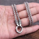 Nordic viking rune with Open Round Clasp pendant necklace stainless steel chain with wood box