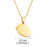 Anniyo 2.3cm Reunion Map Pendant Necklaces Réunion Jewelry France for Women Girls #368021