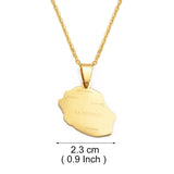 Anniyo 2.3cm Reunion Map Pendant Necklaces Réunion Jewelry France for Women Girls #368021