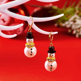 Fashion Christmas Snowman Snowflake Stud Earrings For Women Shiny Rhinestone White Pearl Piecring Earring New Year Jewelry Gifts