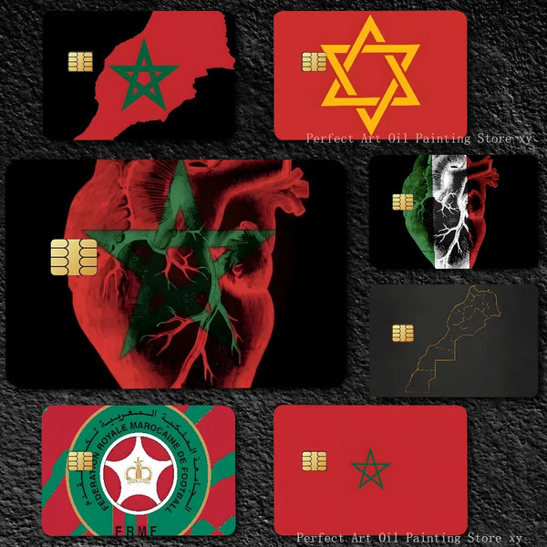 Morocco Map Flag  Card Stickers  Holographic Sticker Film Skin Cover for Credit Debit Card