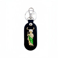 1pc Metal PU Leather St. Jude Pendant Keyring Keychain Religious Ornament