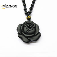 Obsidian Rose Pendant Personalized Black Rose Hand-carved Fashion Couple Rose Pendant High-grade Gifts