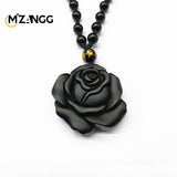 Obsidian Rose Pendant Personalized Black Rose Hand-carved Fashion Couple Rose Pendant High-grade Gifts