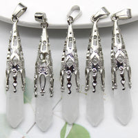 16pcs Crystal Pendulum for Divination Dowsing Natural Gem Stone Amethyst Hexagon Pendant For DIY Jewelry Making Necklace Pendant