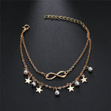 Vintage Boho Multi Layer Beads Anklets For Women Fashion Sun Pendent Anklet Handmade Chain Foot Party Jewelry Leg Bracelet