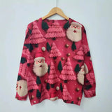 2024 New Autumn And Winter Fashionable And Cute Christmas All-over Printed Round Neck Mink Fur Printed Sweater