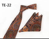 Royal Striped Paisley Ties For Men Luxury 8cm Necktie Pocket Square Cufflinks Gift Set Jacquard Weave Tie Suit Accessories