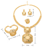Women's Jewelry Set Dubai Nigerian Kuwaiti Bridal 24k Gold Plated Spinel Zirconia Human Head Ancient Coin Earrings Necklace Rin