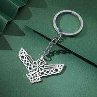 Dawapara Vintage Eagle Crow Raven Pendant Keychain Viking Animal Bird Protection Amulet Stainless Steel Keyring Jewelry