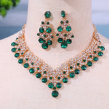 Hot Selling New Arrival  Women Fashion Jewelry Set Wedding Bridal Crystal Necklace Earrings Set