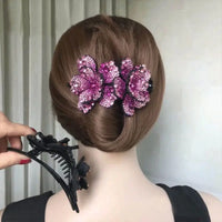 Fashion Acrylic Zircon Flower Hairpin Hair Accessories For Women Retro Elegant Duck Mouth Clip Headwear Ethnic Girl Jewelry Gift