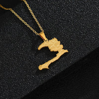 2024 New fashion stainless steel Haiti map pendant necklace temperament all-match titanium steel couple necklace gift for men an