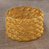 Anniyo 4Pieces/Lot, Ethiopian Gold Plated Wedding Bangle Women Dubai Bride Bracelet African Jewelry Middle East Items @088206