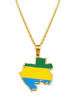 Anniyo Gabon Map Flag Pendant Necklaces Gabonaise Maps Gabonese Jewelry Stainless Steel Material #300401