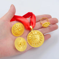Anniyo Ethiopian sets Pendant DIY Rope Earrings Rings African Eritrean Jewelry Wedding Engagement Habesha Ethnic Items #152016B