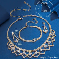 Ladies' temperament, super sparkling geometric hollow design, jewelry set suitable for weddings, gatherings, and holiday gifts