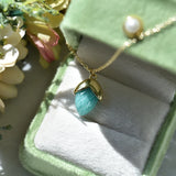 ITSMOS Acorn Natural Crystal Pendant Necklace Amazonite/labradorite Gold-plated Rhombic Simple Necklace Jewelry for Women Gift