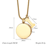 Personalized Round Paw Print Urn Necklace for Ashes Custom  Stainless Steel Cremation Jewelry with Dog Bone Memorial Pendant