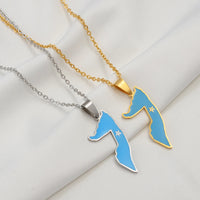 Anniyo Somalia Map (Light Blue Flag) Pendant Necklaces for Women Girls Jewelry Charms Maps @360921