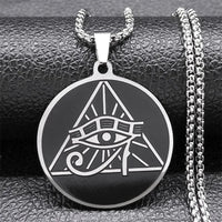 New hip-hop HIPHOP accessories, stainless steel pyramid Horus eye pendant necklace, men's and women's collarbone chain accessori