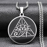New hip-hop HIPHOP accessories, stainless steel pyramid Horus eye pendant necklace, men's and women's collarbone chain accessori