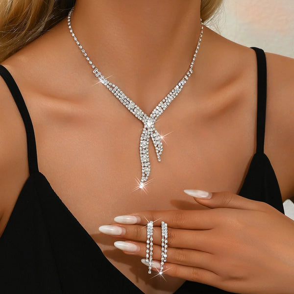 Ladies' Fashion Design Geometric Tassel Series Set Necklace Earrings Jewelry Set Suitable for Wedding, Party, Festival Gifts