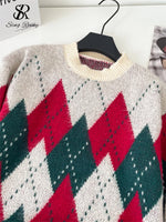 SINGREINY Christmas Style Knitting Warm Sweater O Neck Long Sleeves Argyle Design Loose Pullovers 2025 Autumn Casual Women Tops