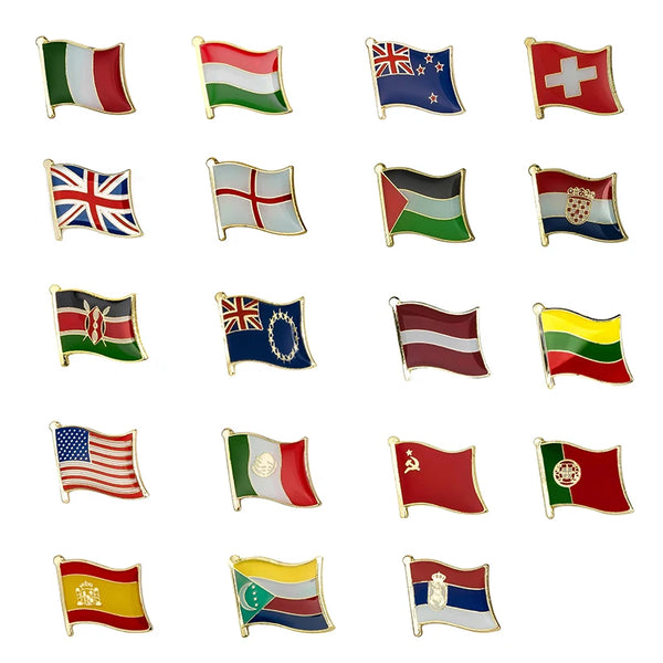 Flags, badges, and pins of countries around the world-
