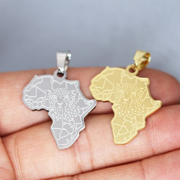 2PCS Geometric Map Men Punk African Leopard Stainless Steel Pendant Charms For Jewelry Making Necklace Keychain diy Accessories