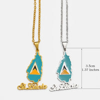 Anniyo Saint Lucia Map Flag Pendant Necklace for Women Girl Jewelry St. Lucia Chains Jewellery @126521