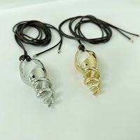 2024 New Fashion Metal Conch Pendant Leather Rope Strap Necklace for Women Girls Long Style Accessories Party Jewelry