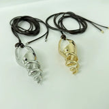 2024 New Fashion Metal Conch Pendant Leather Rope Strap Necklace for Women Girls Long Style Accessories Party Jewelry