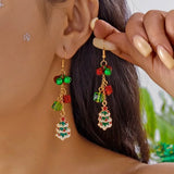 Fashion Christmas Tree Zircon Crystal Star Silver Color Earrings Stud Dangle Xmas Jewelry Women Party Gift