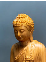 Natural Cypress Lndia Shak yamuni Buddha Characters Figurines Hand Carved Solid Wood Home Room Office Feng ShuiDecoration Statue