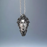 Handcrafted Sterling Silver Medusa s925 Silver Necklace Ancient Greek Myth Snake Woman Pendant Featured Pendant