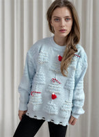 Christmas Sweater Women 2024 Korean Style O Neck Casual Loose Jumper Women Chic O Neck Peark Bow New Year Sweater Knitwear