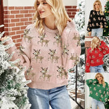 ZEKYE Christmas Sweater Woman Women's Clothing Winter Women's Sweater Women's Dress Long Sleeve Red Sweater Pull Y2k Pullover
