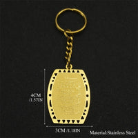 Stainless Steel Islam Allah Quran Key Chain for Women Men Gold Color Key Ring Geometry Jewelry Bag Pendant Party Gift