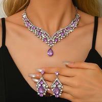 Ladies' fashionable design necklace earrings jewelry set suitable for daily wear, wedding parties, holiday gifts