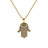 EUEAVAN Vintage Hamsa Hand of Fatima Pendant Necklace Stainless Steel Turkish Evil Eye Necklaces Spirit Lucky Jewelry for Man