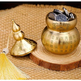 Brass Gourd Feng Shui Ornament with Tassel - Symbol of Good Luck and Wealth Tabletop Storage Brass Gourd Decor