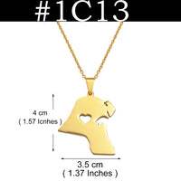 Anniyo Heart Kuwait Map Pendant Necklaces Kuwaiti Gold Color Jewelry #231121