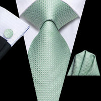 Gift Tie for Men 2023 New Sage Green Plaid Fashion Brand Wedding Party Necktie Handky Cufflinks Wholesale Hi-Tie Designer